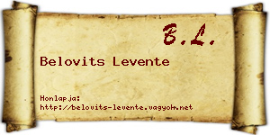 Belovits Levente névjegykártya